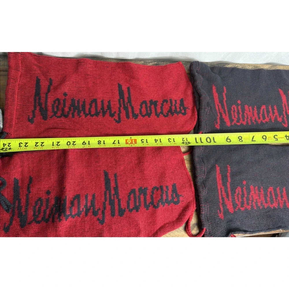 Neiman Marcus Shoes Dust Bags Lot of 5 Red Black Logo Clean Unused Drawstring